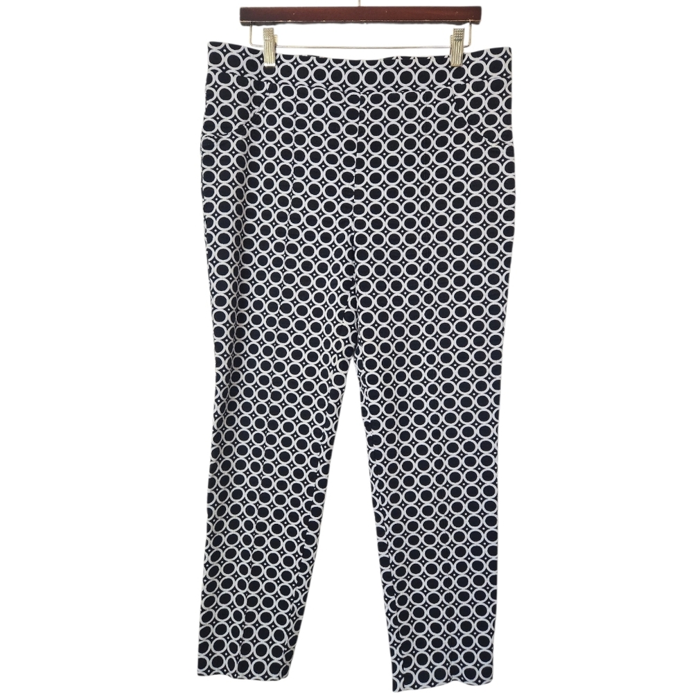 Joseph Ribcoff Geometric Print Career Pull On Ankle Pants Size 16
